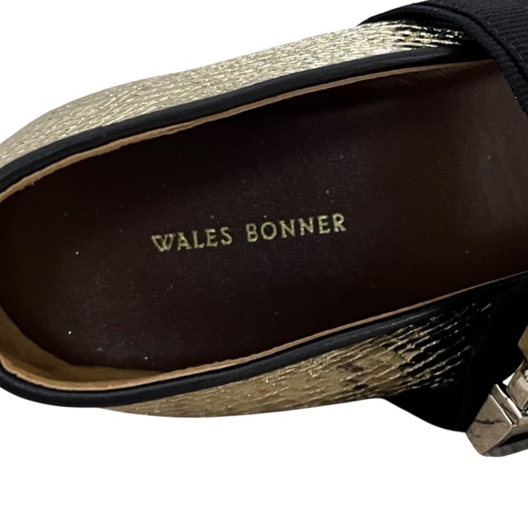Wales Bonner Ballerina Buckle Flats EU 37 US 7 Lambskin Gold Snakeskin-Embossed - Picture 9 of 12
